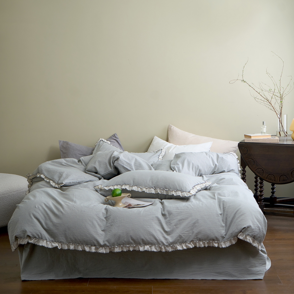 91家纺网 家纺一手货源 找家纺 （总）洋铭区（原狠狠爱）2026新款色织水洗棉花边四件套系列 控价：控价劵后不得低于 178元/218元/238元