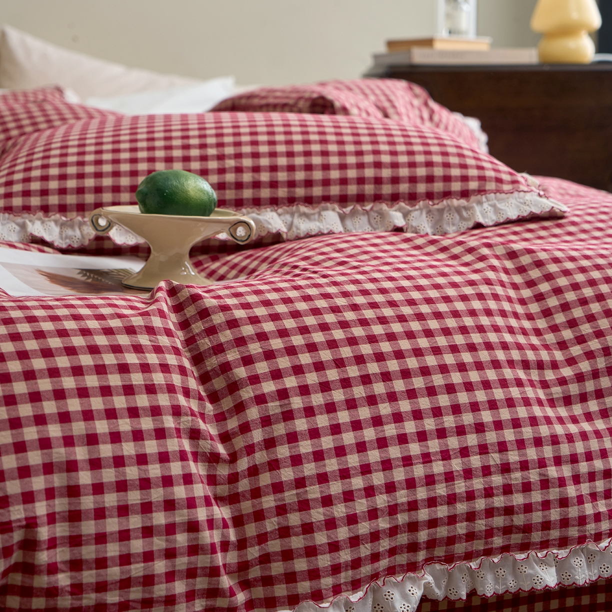 91家纺网 家纺一手货源 找家纺 （总）洋铭区（原狠狠爱）2026新款色织水洗棉花边四件套系列 控价：控价劵后不得低于 178元/218元/238元