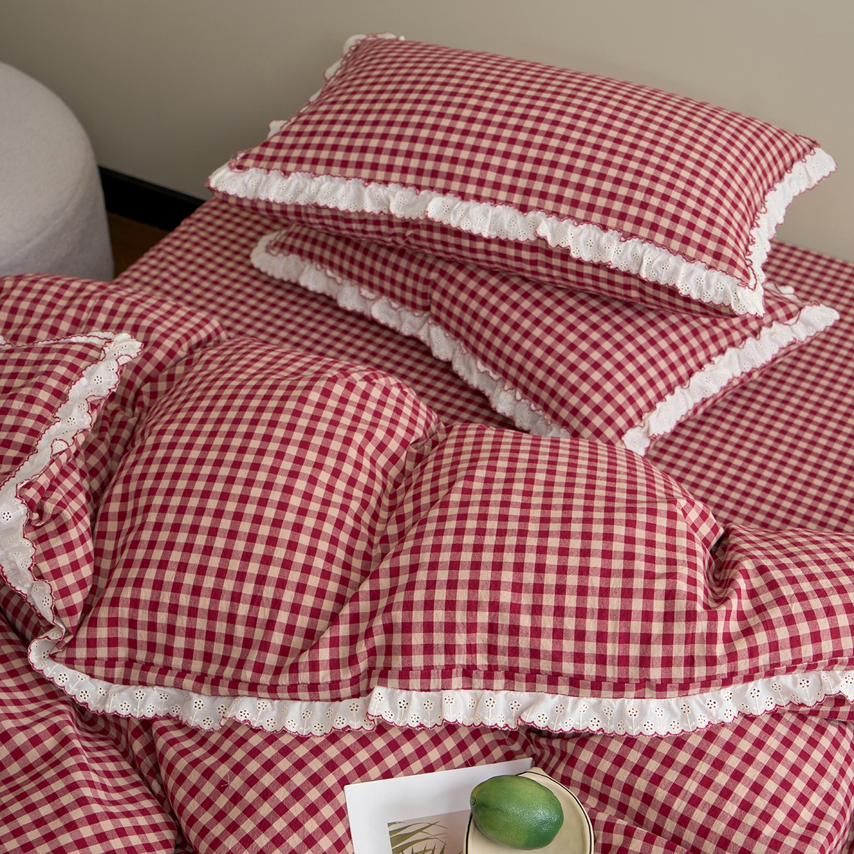 91家纺网 家纺一手货源 找家纺 （总）洋铭区（原狠狠爱）2026新款色织水洗棉花边四件套系列 控价：控价劵后不得低于 178元/218元/238元