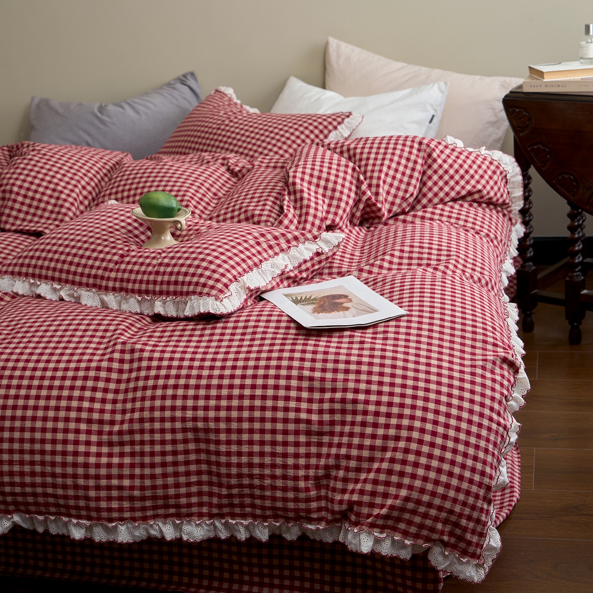 91家纺网 家纺一手货源 找家纺 （总）洋铭区（原狠狠爱）2026新款色织水洗棉花边四件套系列 控价：控价劵后不得低于 178元/218元/238元