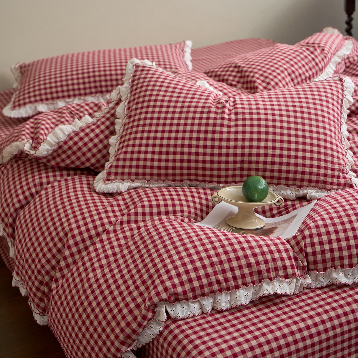 91家纺网 家纺一手货源 找家纺 （总）洋铭区（原狠狠爱）2026新款色织水洗棉花边四件套系列 控价：控价劵后不得低于 178元/218元/238元