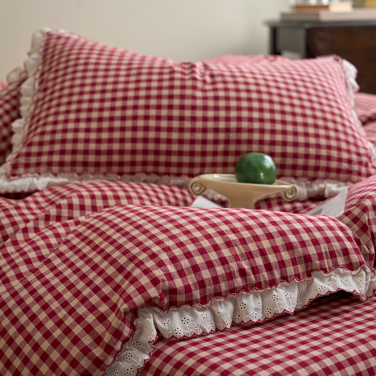 91家纺网 家纺一手货源 找家纺 （总）洋铭区（原狠狠爱）2026新款色织水洗棉花边四件套系列 控价：控价劵后不得低于 178元/218元/238元