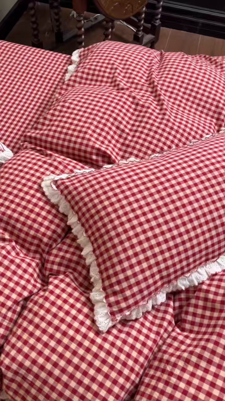 91家纺网 家纺一手货源 找家纺 （总）洋铭区（原狠狠爱）2026新款色织水洗棉花边四件套系列 控价：控价劵后不得低于 178元/218元/238元