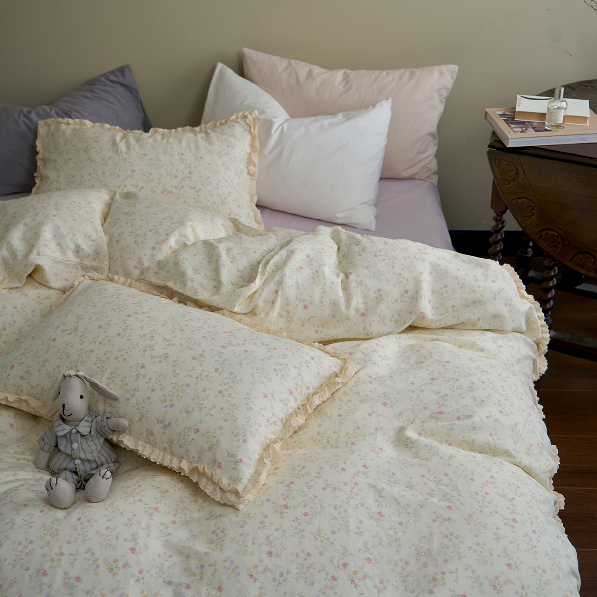 91家纺网 家纺一手货源 找家纺 （总）洋铭区（原狠狠爱） 2026新款双层纱皱皱纱花边四件套系列 控价：控价劵后不得低于 198元/228元/248元