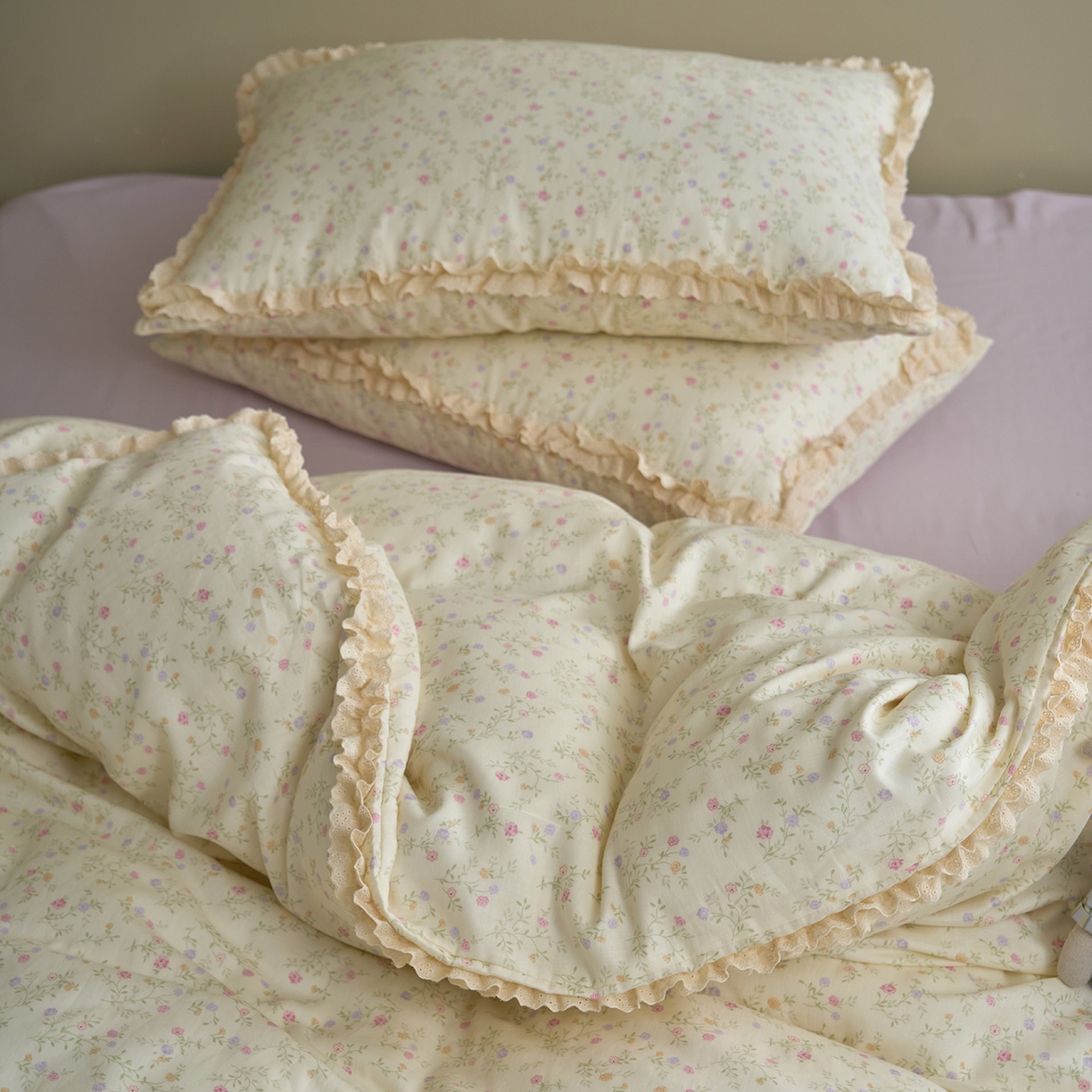 91家纺网 家纺一手货源 找家纺 （总）洋铭区（原狠狠爱） 2026新款双层纱皱皱纱花边四件套系列 控价：控价劵后不得低于 198元/228元/248元