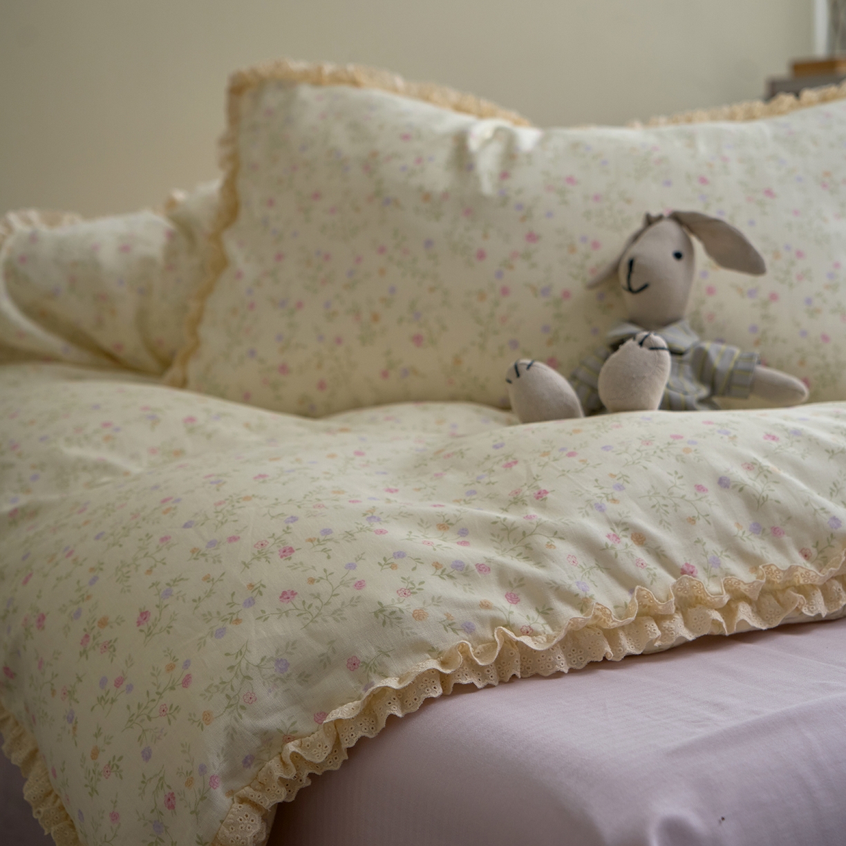 91家纺网 家纺一手货源 找家纺 （总）洋铭区（原狠狠爱） 2026新款双层纱皱皱纱花边四件套系列 控价：控价劵后不得低于 198元/228元/248元