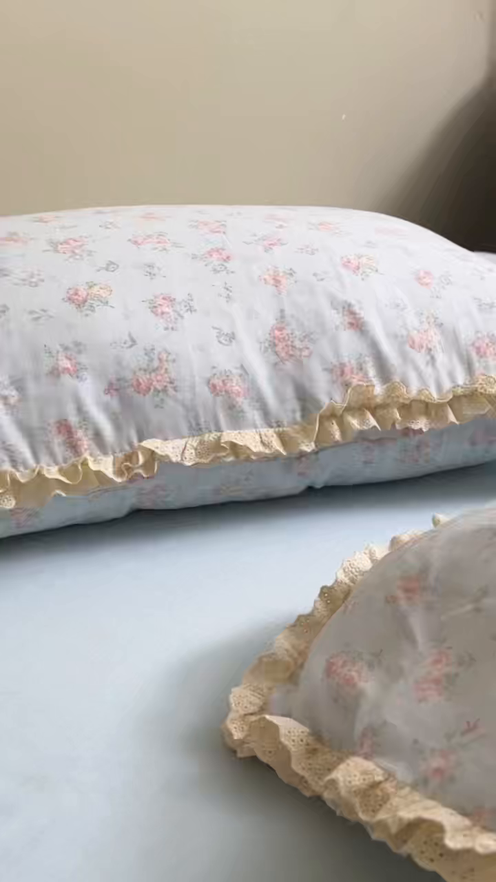 91家纺网 家纺一手货源 找家纺 洋铭区（原狠狠爱） 2026新款双层纱皱皱纱花边四件套系列 控价：控价劵后不得低于 198元/228元/248元 静野兰花