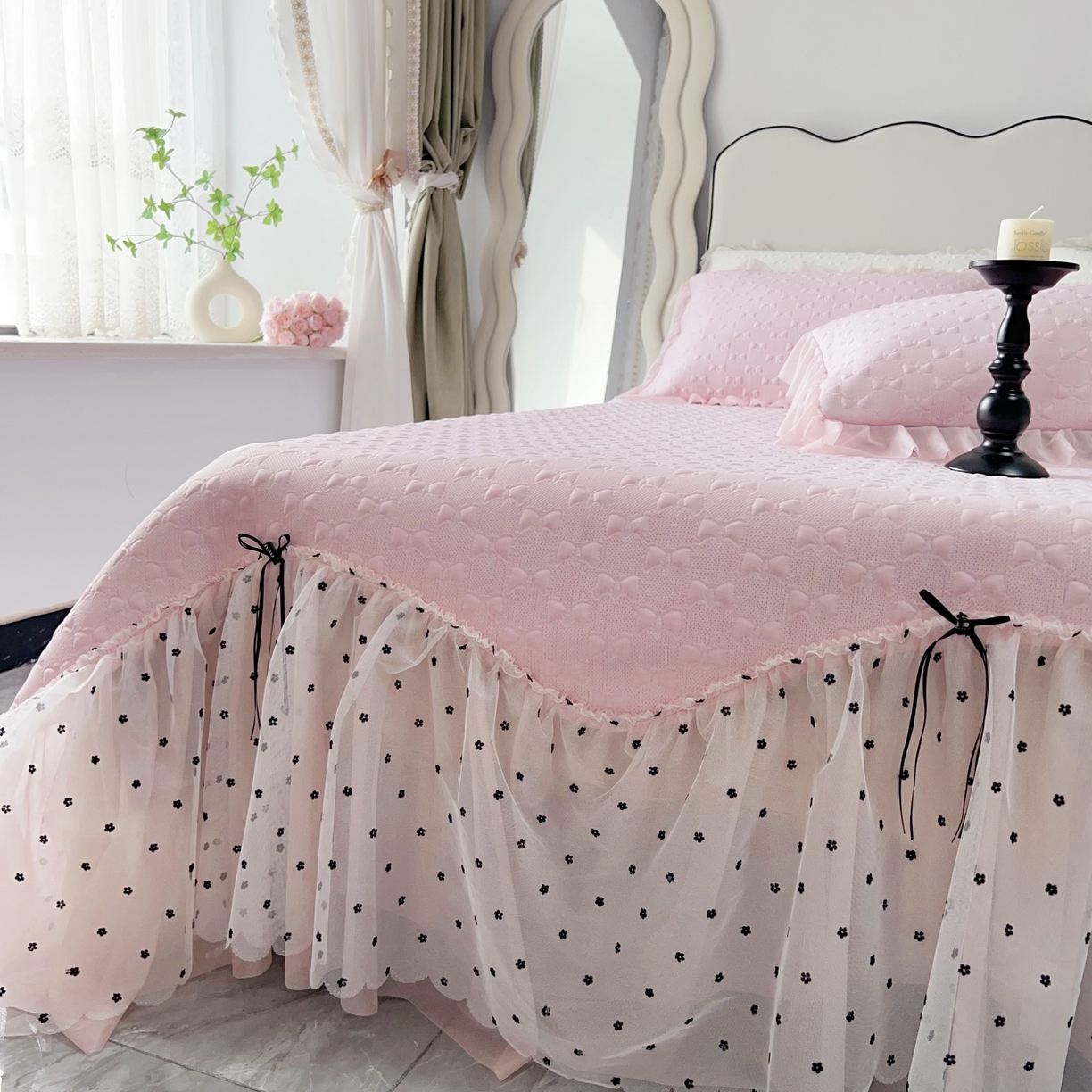 91家纺网 家纺一手货源 找家纺 （总）恋尚羽家纺 2026新款高分子PE凉泡泡大床裙凉感席波浪冰豆豆凉席席子三件套-小确幸