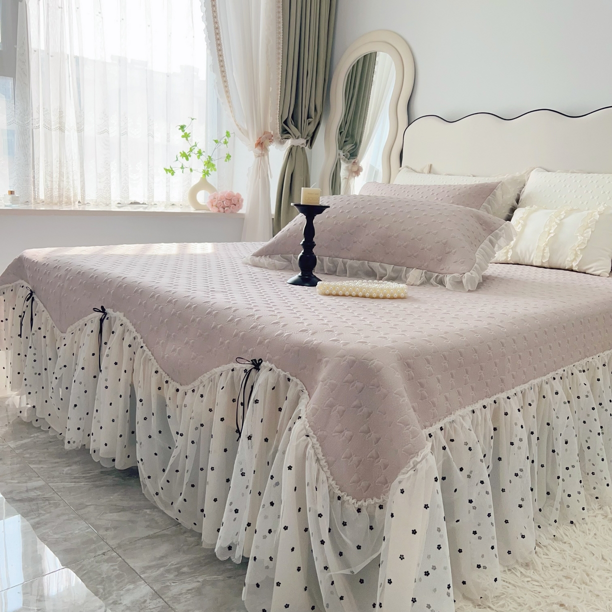 91家纺网 家纺一手货源 找家纺 恋尚羽家纺 2026新款高分子PE凉泡泡大床裙凉感席波浪冰豆豆凉席席子三件套-小确幸 小确幸-咖色