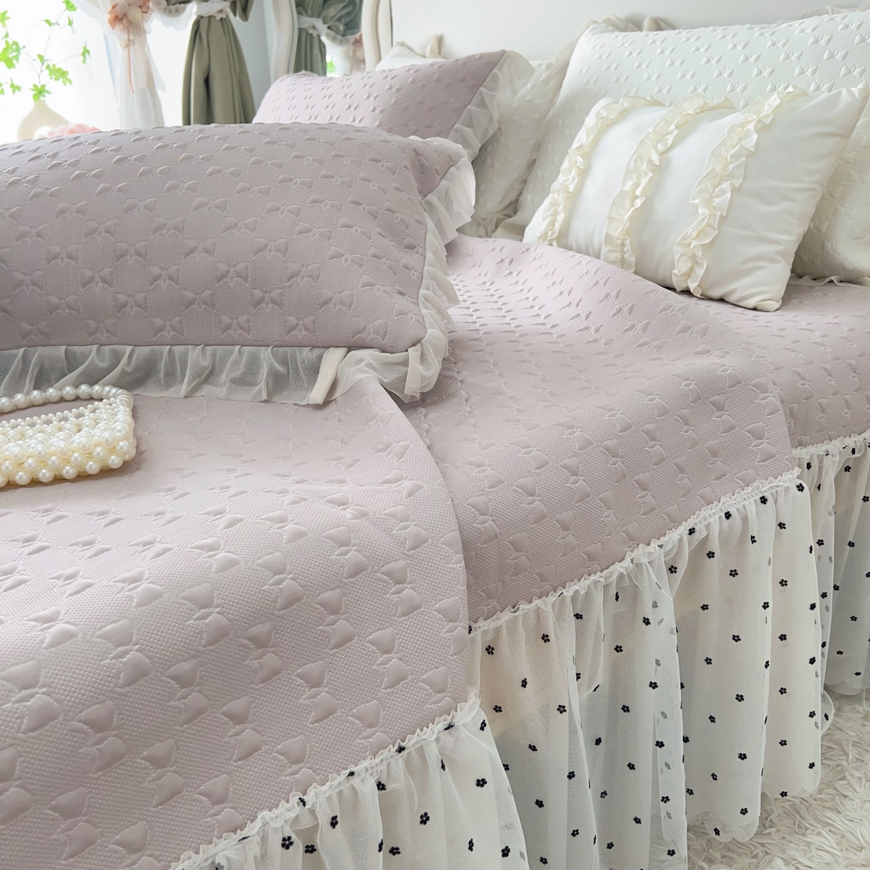 91家纺网 家纺一手货源 找家纺 恋尚羽家纺 2026新款高分子PE凉泡泡大床裙凉感席波浪冰豆豆凉席席子三件套-小确幸 小确幸-咖色