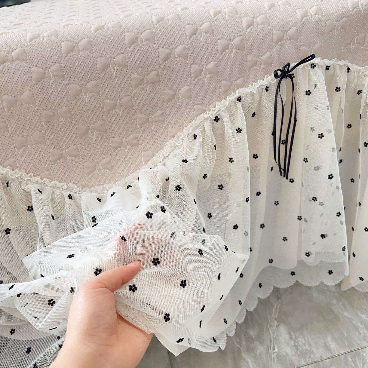 91家纺网 家纺一手货源 找家纺 恋尚羽家纺 2026新款高分子PE凉泡泡大床裙凉感席波浪冰豆豆凉席席子三件套-小确幸 小确幸-咖色