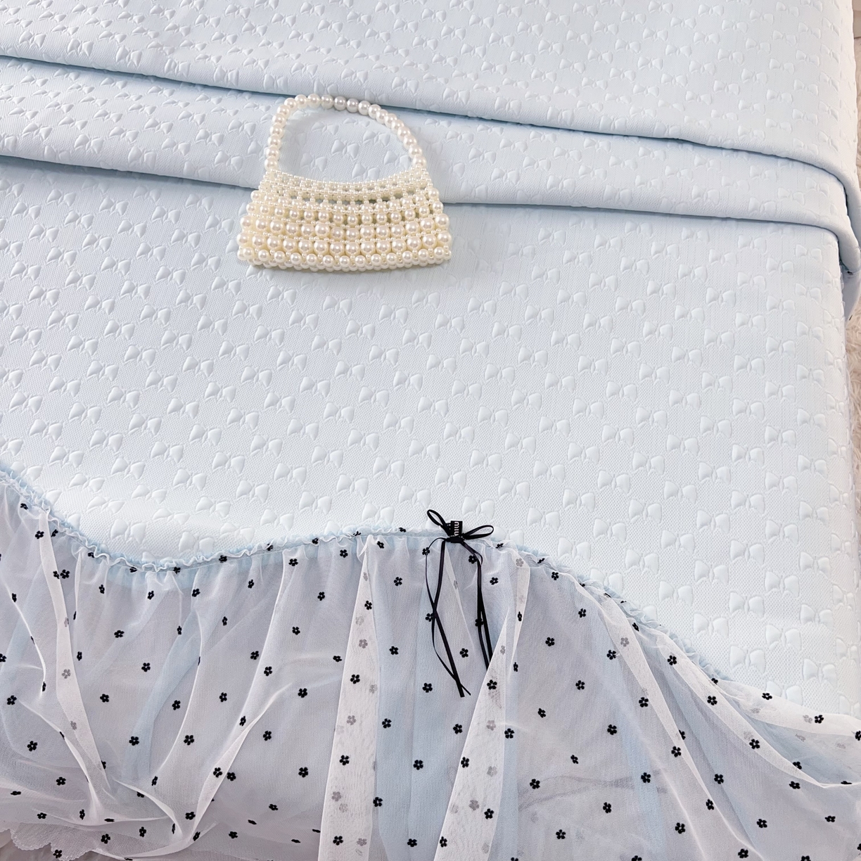 91家纺网 家纺一手货源 找家纺 恋尚羽家纺 2026新款高分子PE凉泡泡大床裙凉感席波浪冰豆豆凉席席子三件套-小确幸 小确幸-蓝色