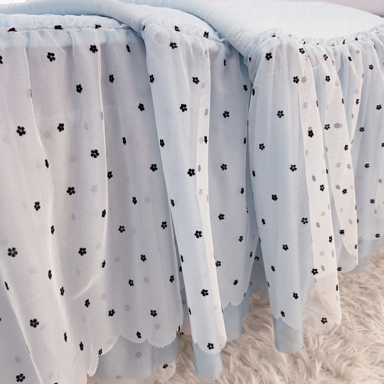 91家纺网 家纺一手货源 找家纺 恋尚羽家纺 2026新款高分子PE凉泡泡大床裙凉感席波浪冰豆豆凉席席子三件套-小确幸 小确幸-蓝色