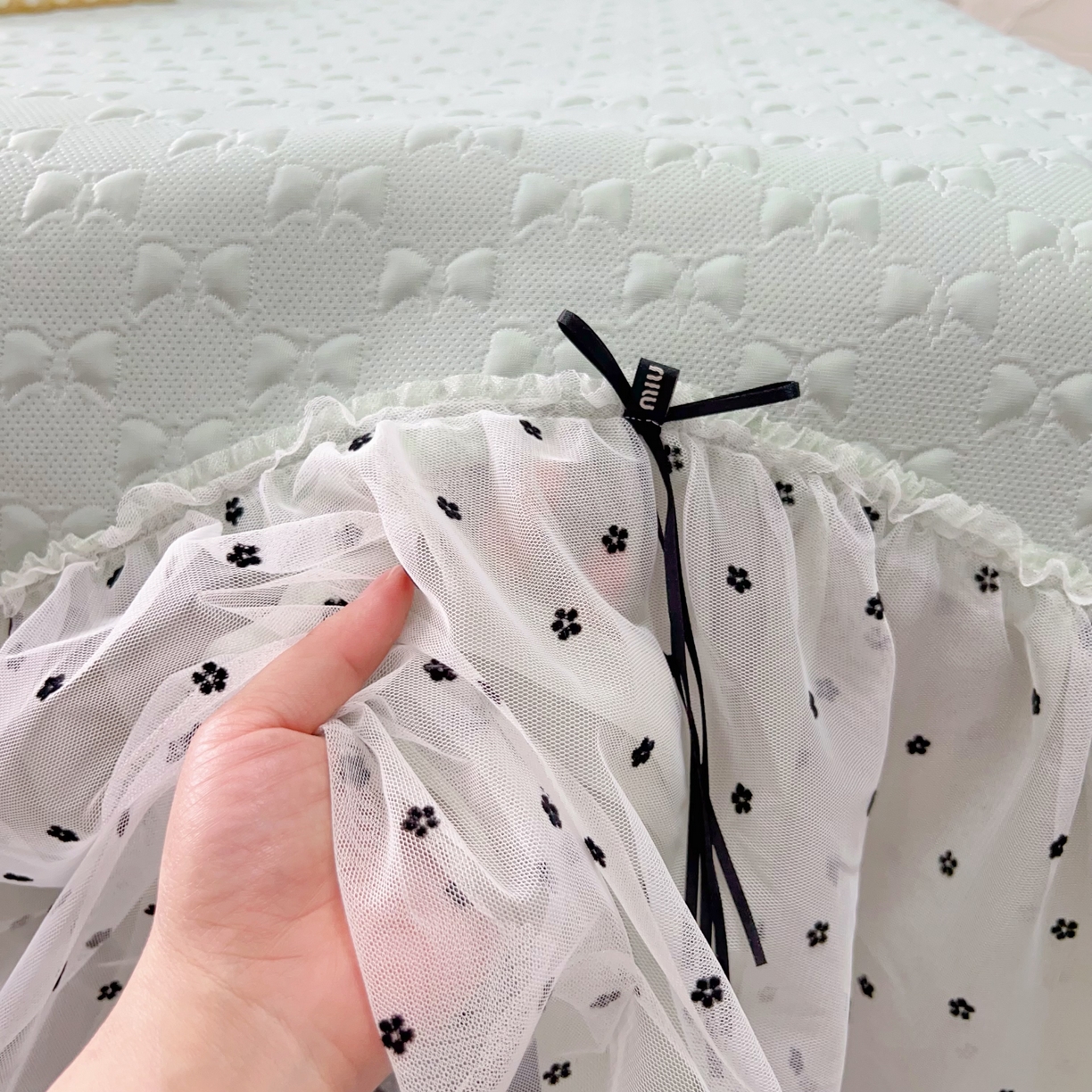 91家纺网 家纺一手货源 找家纺 恋尚羽家纺 2026新款高分子PE凉泡泡大床裙凉感席波浪冰豆豆凉席席子三件套-小确幸 小确幸-绿色