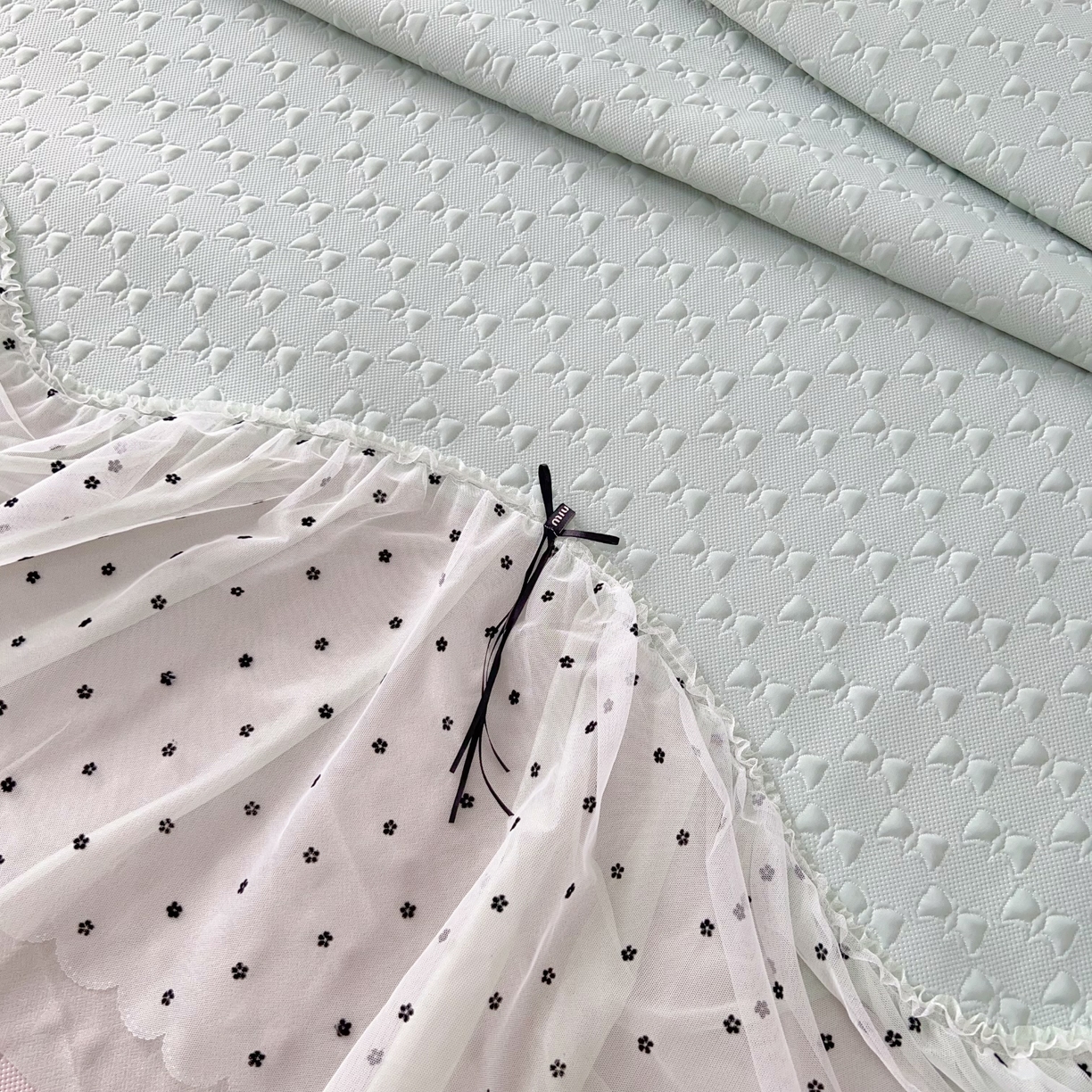 91家纺网 家纺一手货源 找家纺 恋尚羽家纺 2026新款高分子PE凉泡泡大床裙凉感席波浪冰豆豆凉席席子三件套-小确幸 小确幸-绿色