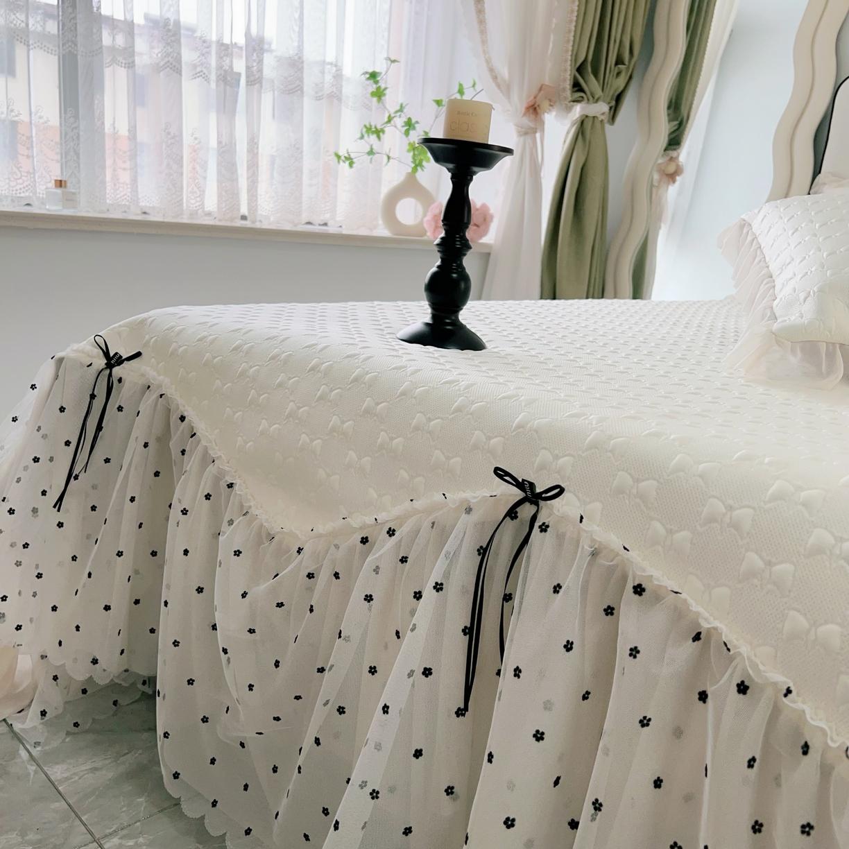 91家纺网 家纺一手货源 找家纺 恋尚羽家纺 2026新款高分子PE凉泡泡大床裙凉感席波浪冰豆豆凉席席子三件套-小确幸 小确幸-米白