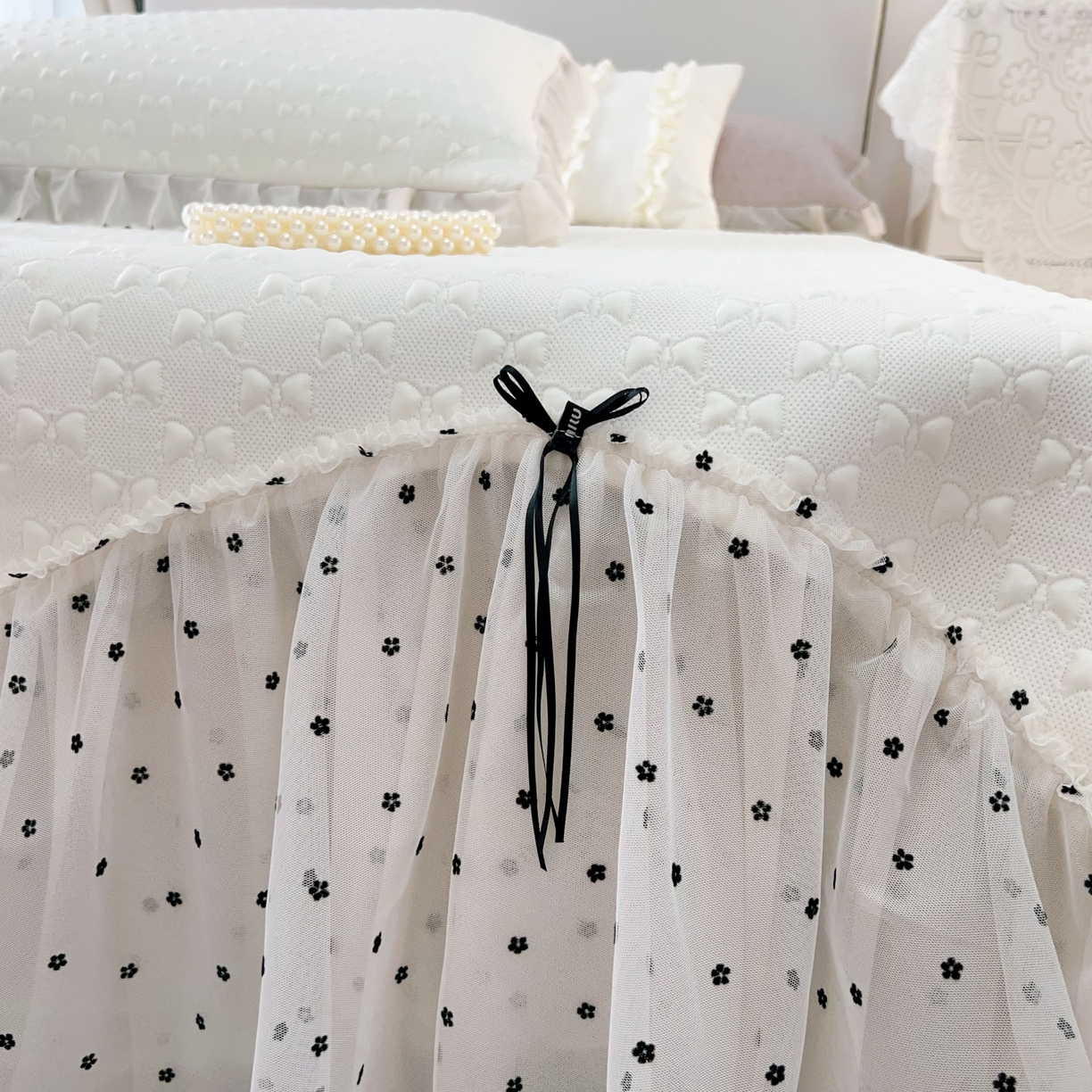 91家纺网 家纺一手货源 找家纺 恋尚羽家纺 2026新款高分子PE凉泡泡大床裙凉感席波浪冰豆豆凉席席子三件套-小确幸 小确幸-米白