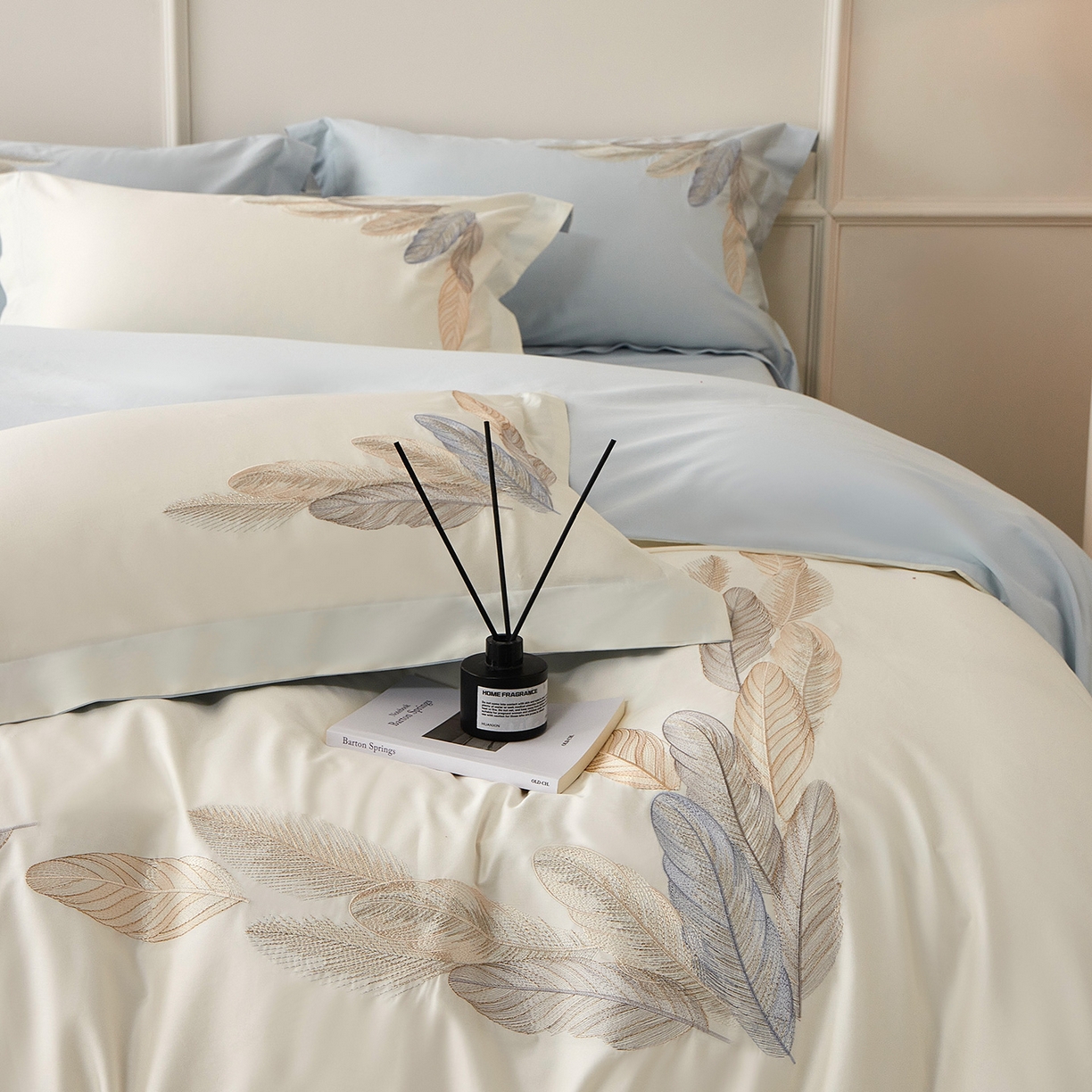 91家纺网 家纺一手货源 找家纺 （总）优悦生活馆 2026新款冰丝刺绣四件套-露晞