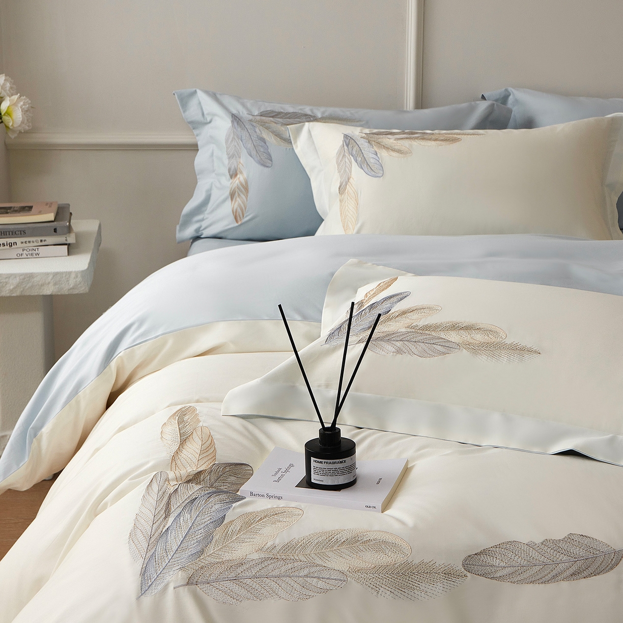 91家纺网 家纺一手货源 找家纺 （总）优悦生活馆 2026新款冰丝刺绣四件套-露晞