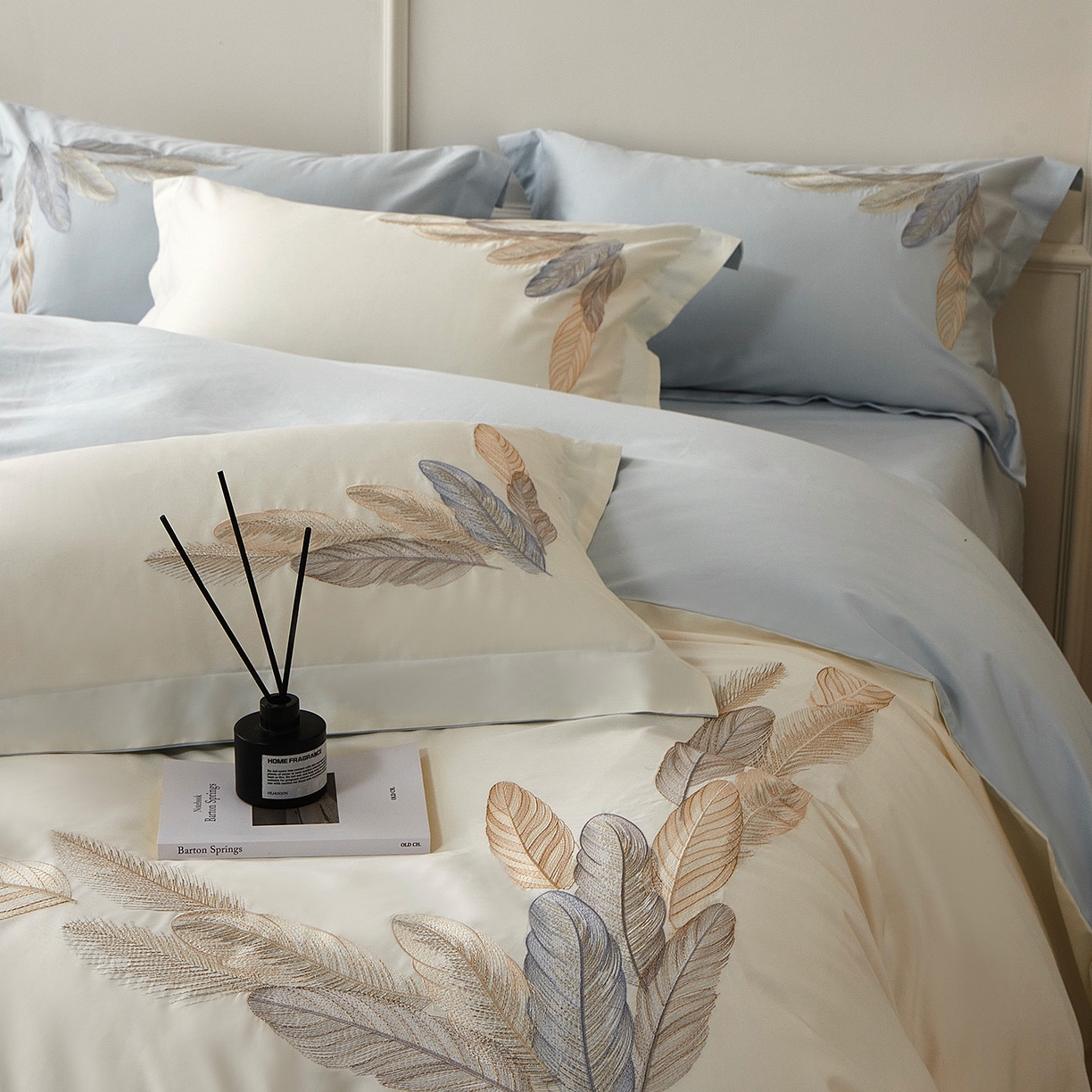 91家纺网 家纺一手货源 找家纺 （总）优悦生活馆 2026新款冰丝刺绣四件套-露晞