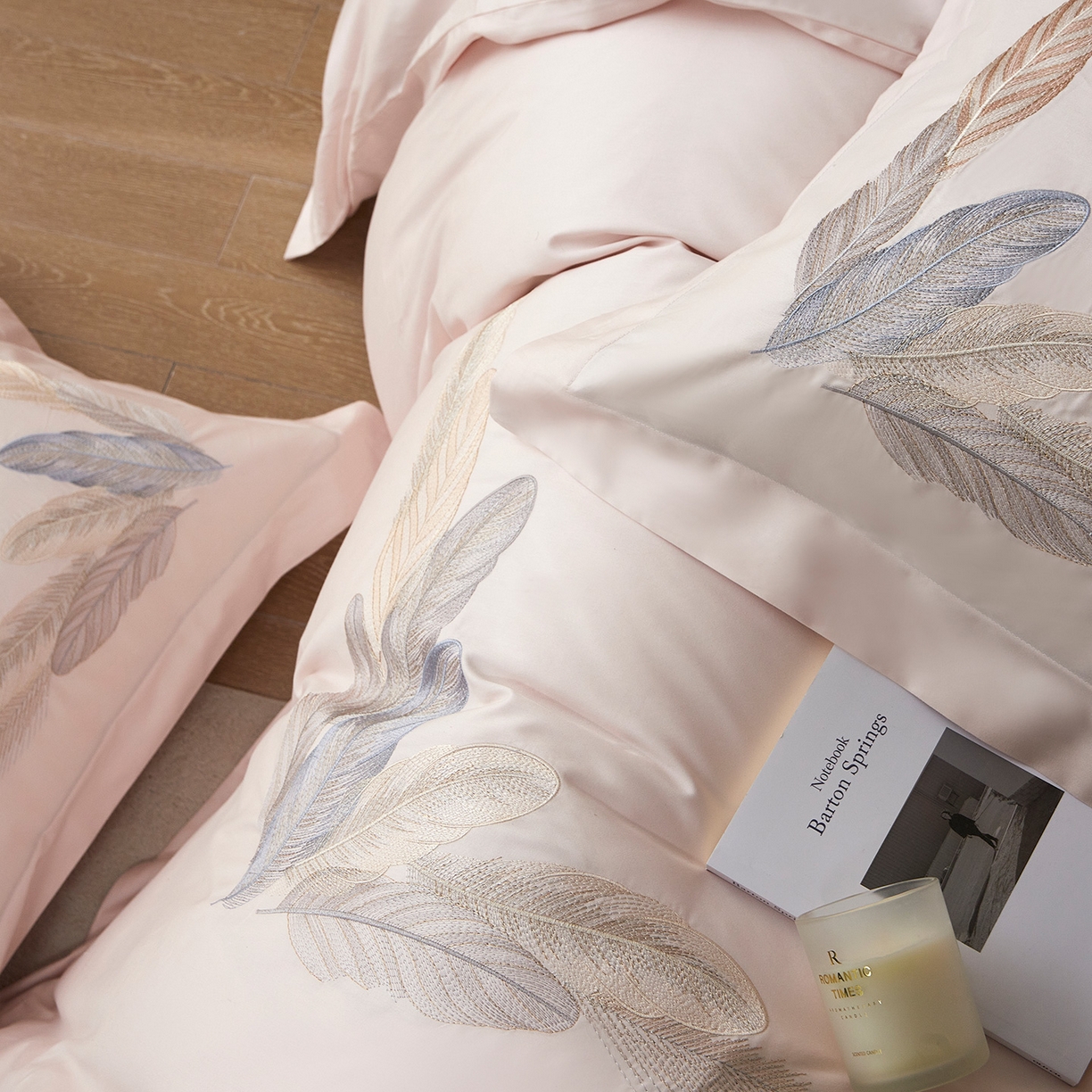 91家纺网 家纺一手货源 找家纺 优悦生活馆 2026新款冰丝刺绣四件套-露晞 露晞-粉