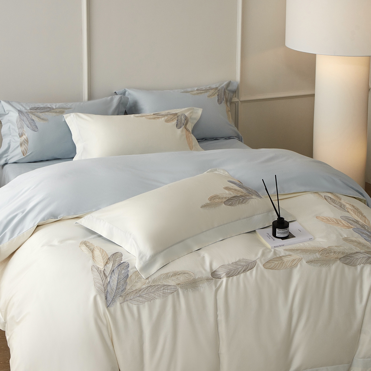 91家纺网 家纺一手货源 找家纺 （总）优悦生活馆 2026新款冰丝刺绣四件套-露晞