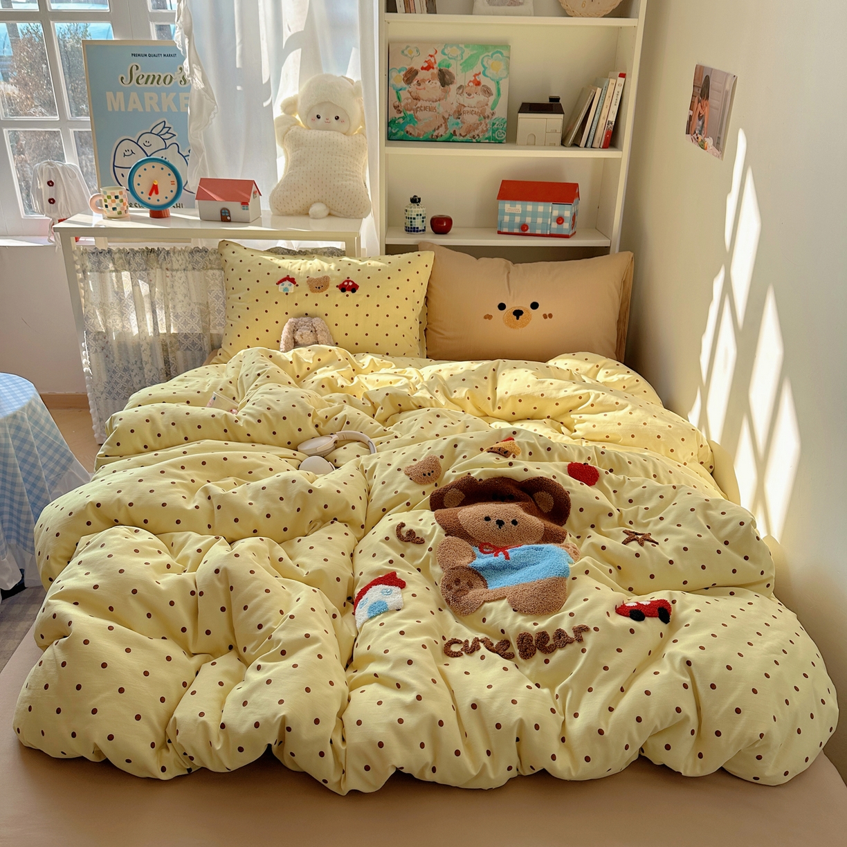 91家纺网 家纺一手货源 找家纺 玉海棠家纺 2026新款高克重超软糯可爱系毛巾绣四件套 嘟嘟小熊