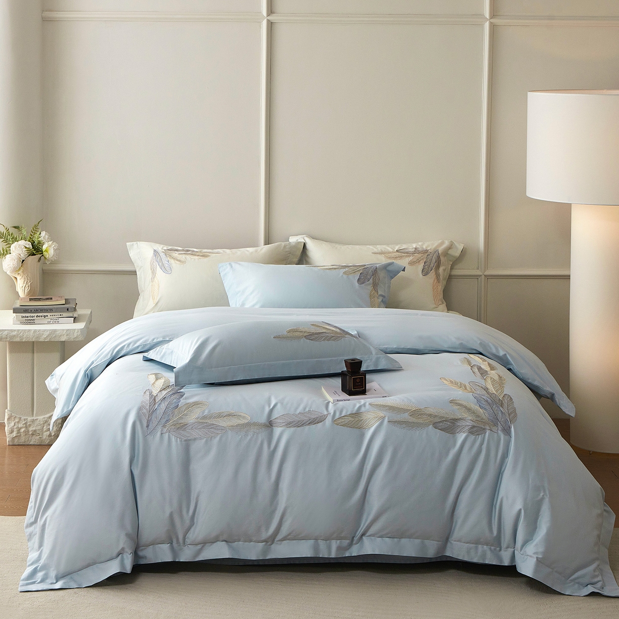 91家纺网 家纺一手货源 找家纺 （总）优悦生活馆 2026新款冰丝刺绣四件套-露晞