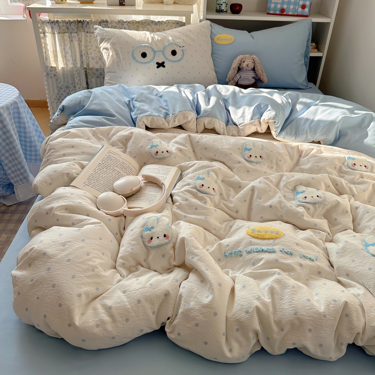 91家纺网 家纺一手货源 找家纺 玉海棠家纺 2026新款高克重超软糯可爱系毛巾绣四件套 米菲集合