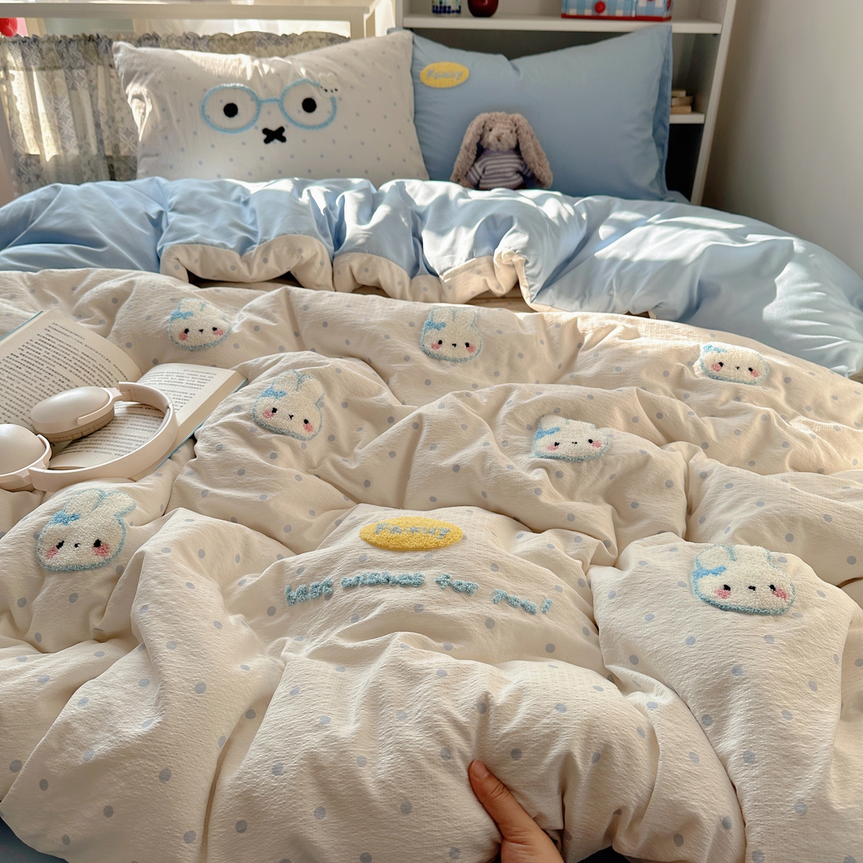 91家纺网 家纺一手货源 找家纺 玉海棠家纺 2026新款高克重超软糯可爱系毛巾绣四件套 米菲集合