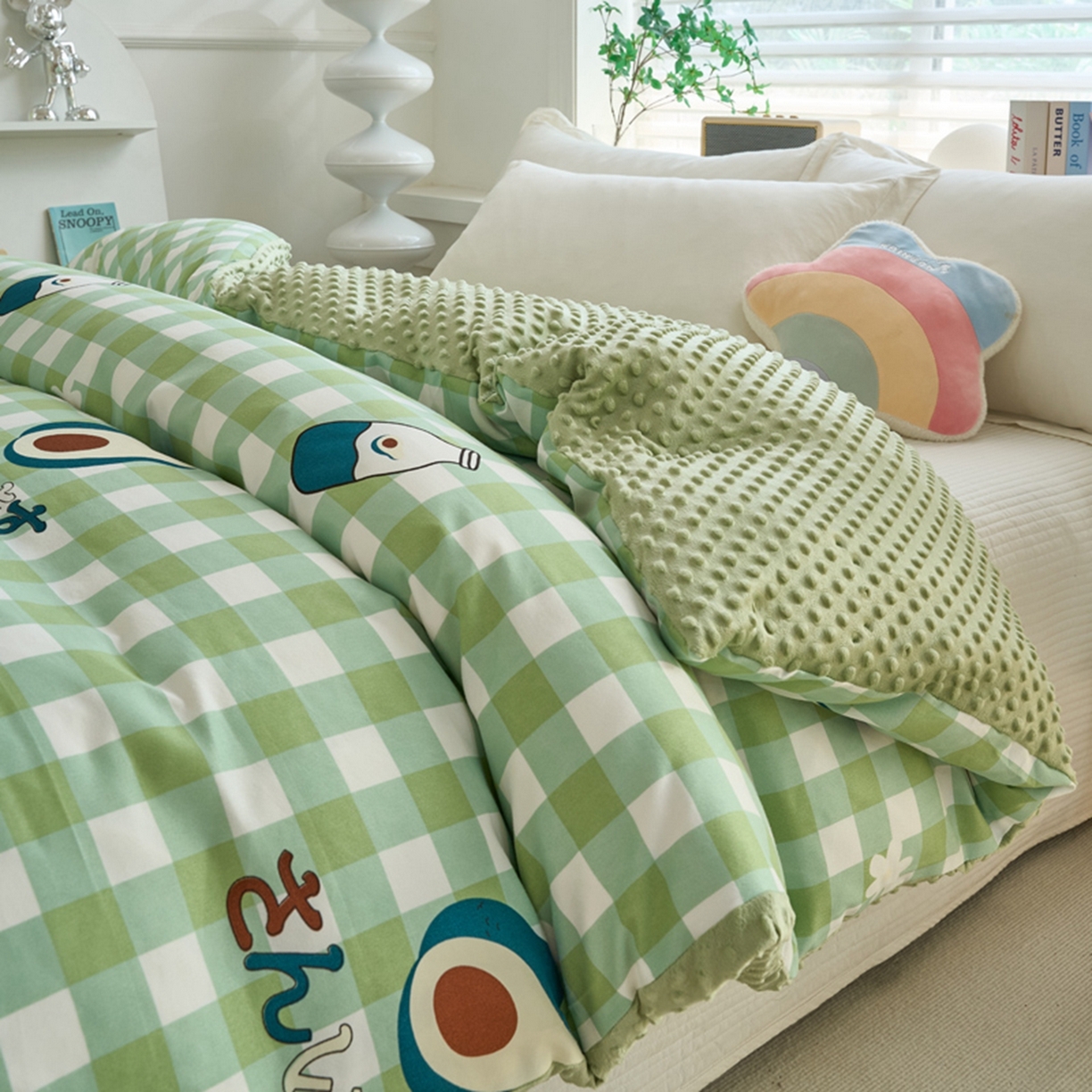 91家纺网 家纺一手货源 找家纺 赛琳 2026新款AB版亲肤棉豆豆绒单被套四季通用单独被套被套单件单被套（有买家秀） 牛油果