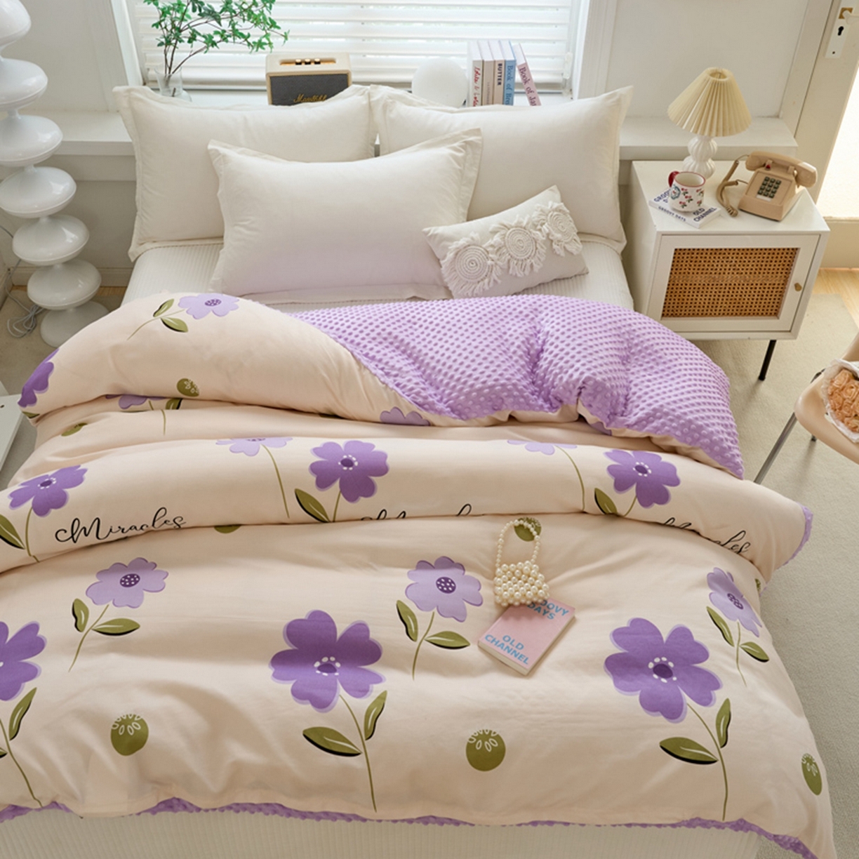 91家纺网 家纺一手货源 找家纺 赛琳 2026新款AB版亲肤棉豆豆绒单被套四季通用单独被套被套单件单被套（有买家秀） 春晓紫