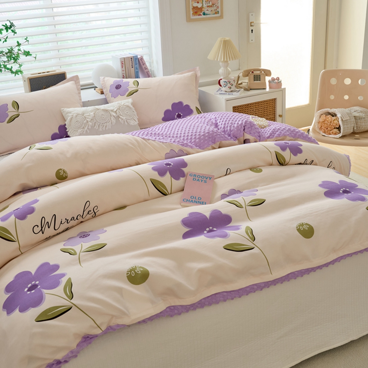 91家纺网 家纺一手货源 找家纺 赛琳 2026新款AB版亲肤棉豆豆绒单被套四季通用单独被套被套单件单被套（有买家秀） 春晓紫