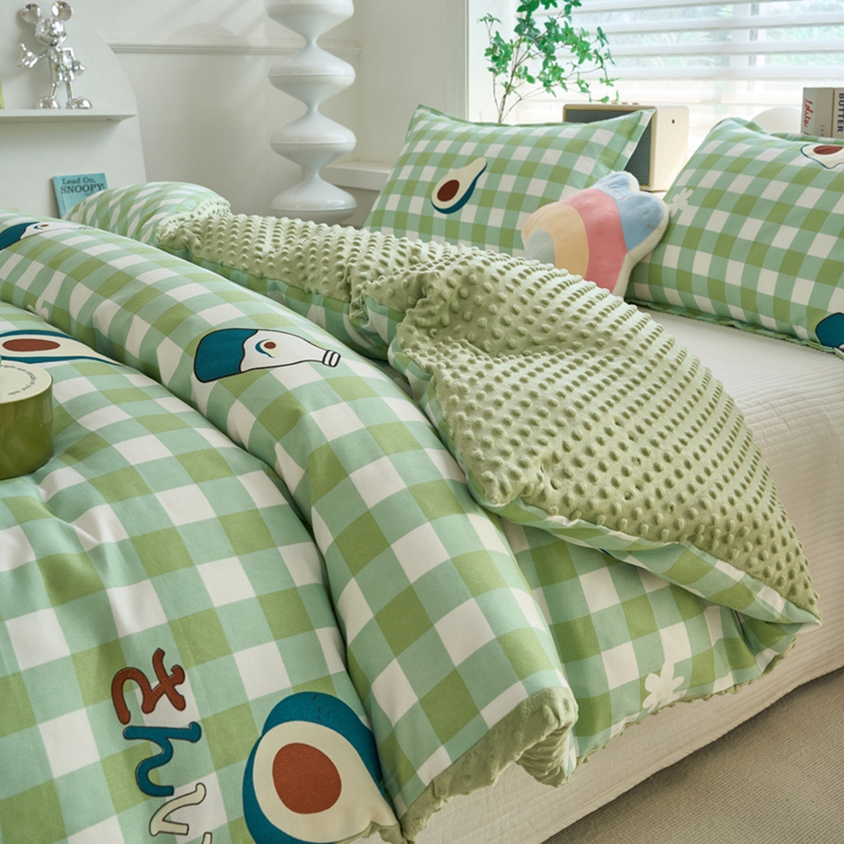 91家纺网 家纺一手货源 找家纺 赛琳 2026新款AB版亲肤棉豆豆绒单被套四季通用单独被套被套单件单被套（有买家秀） 牛油果