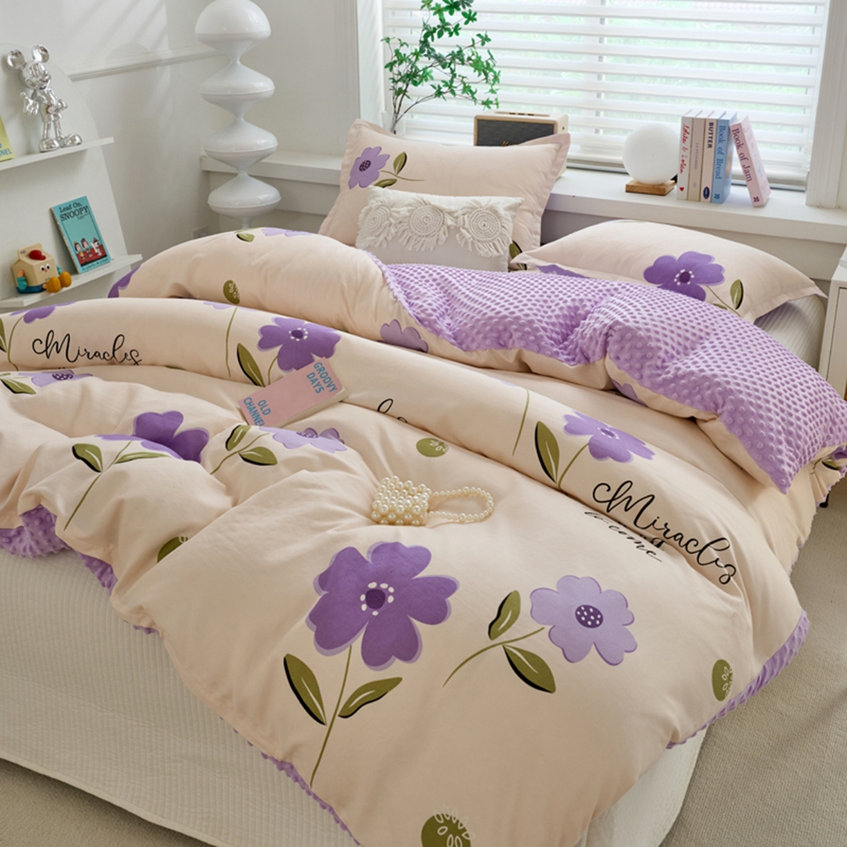 91家纺网 家纺一手货源 找家纺 赛琳 2026新款AB版亲肤棉豆豆绒单被套四季通用单独被套被套单件单被套（有买家秀） 春晓紫