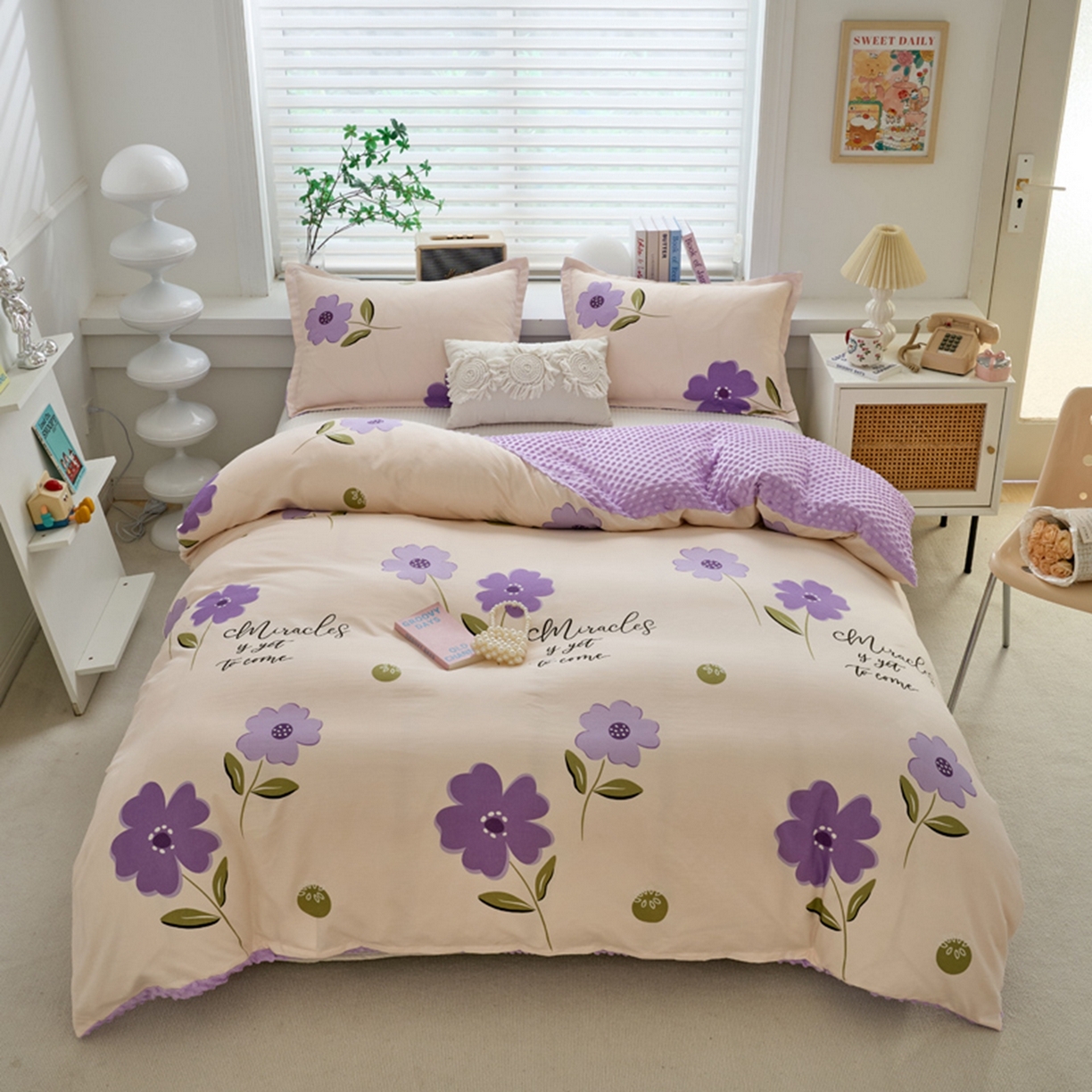 91家纺网 家纺一手货源 找家纺 赛琳 2026新款AB版亲肤棉豆豆绒单被套四季通用单独被套被套单件单被套（有买家秀） 春晓紫