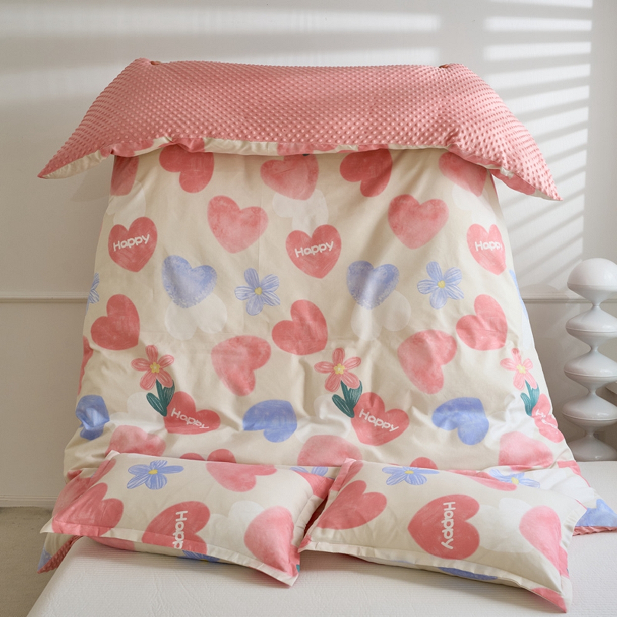 91家纺网 家纺一手货源 找家纺 赛琳 2026新款AB版亲肤棉豆豆绒单被套四季通用单独被套被套单件单被套（有买家秀） 桃心