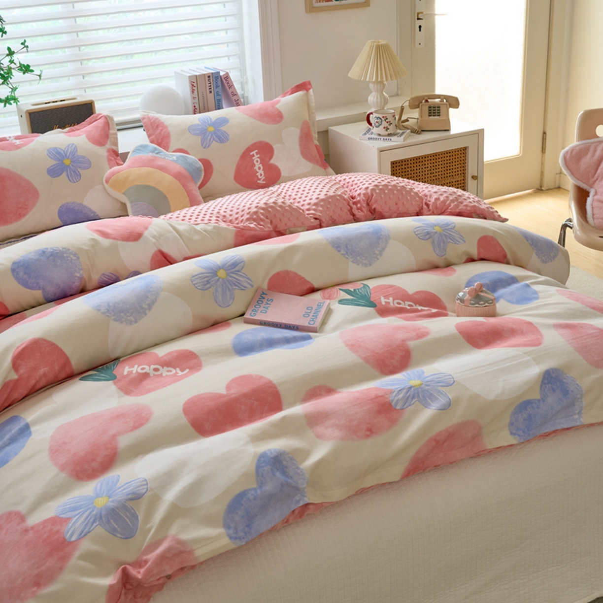 91家纺网 家纺一手货源 找家纺 赛琳 2026新款AB版亲肤棉豆豆绒单被套四季通用单独被套被套单件单被套（有买家秀） 桃心