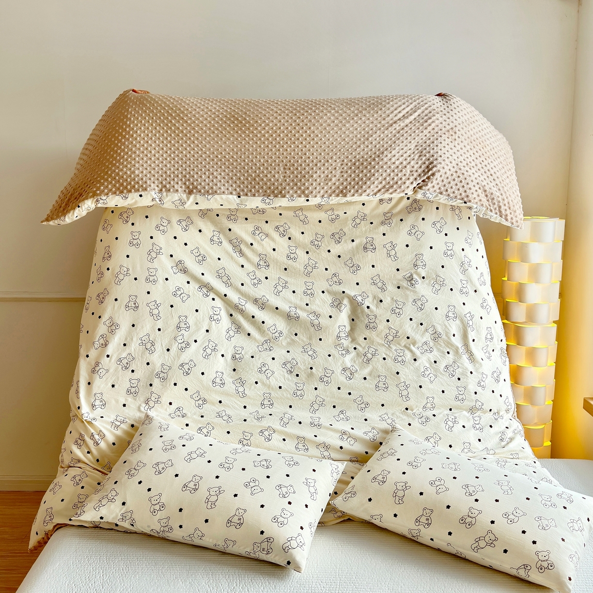 91家纺网 家纺一手货源 找家纺 赛琳 2026新款AB版亲肤棉豆豆绒单被套四季通用单独被套被套单件单被套（有买家秀） 芝士小熊