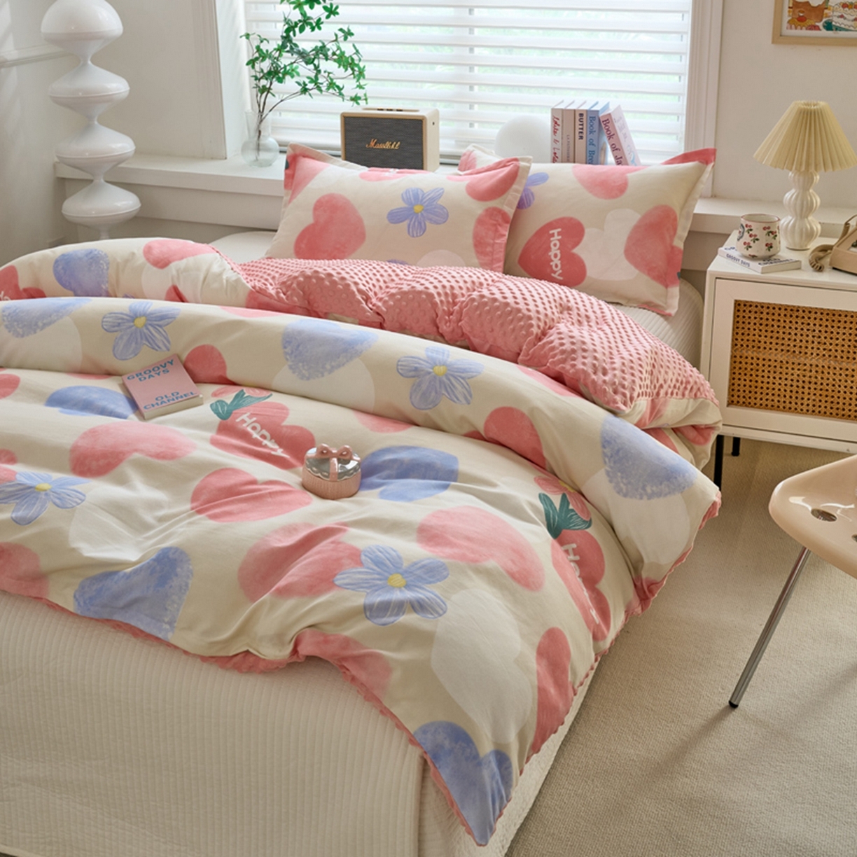 91家纺网 家纺一手货源 找家纺 赛琳 2026新款AB版亲肤棉豆豆绒单被套四季通用单独被套被套单件单被套（有买家秀） 桃心