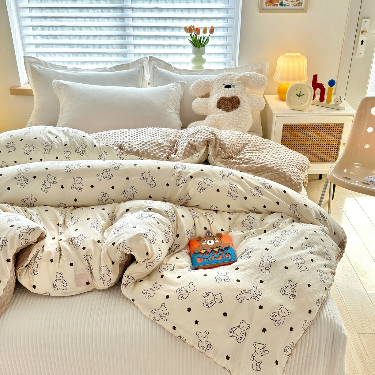 91家纺网 家纺一手货源 找家纺 赛琳 2026新款AB版亲肤棉豆豆绒单被套四季通用单独被套被套单件单被套（有买家秀） 芝士小熊