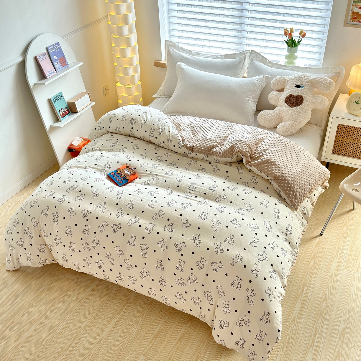 91家纺网 家纺一手货源 找家纺 赛琳 2026新款AB版亲肤棉豆豆绒单被套四季通用单独被套被套单件单被套（有买家秀） 芝士小熊