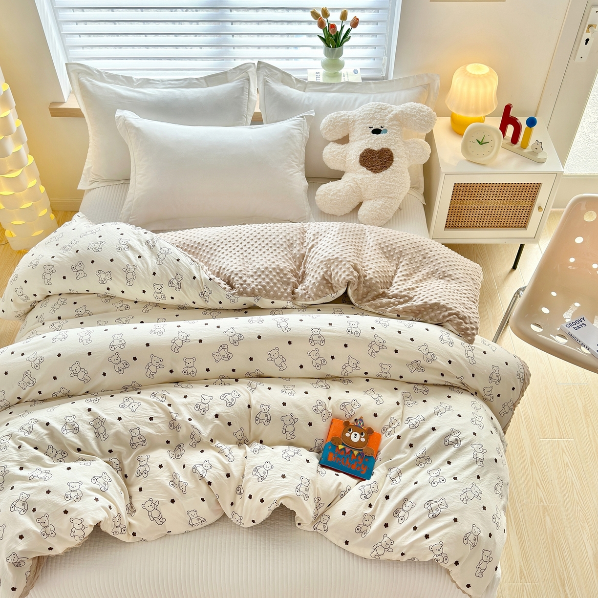 91家纺网 家纺一手货源 找家纺 赛琳 2026新款AB版亲肤棉豆豆绒单被套四季通用单独被套被套单件单被套（有买家秀） 芝士小熊