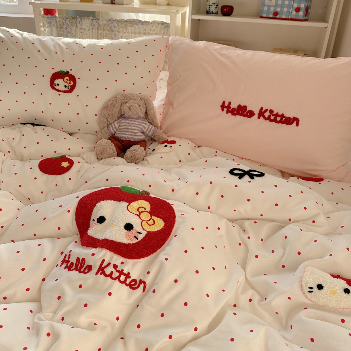 91家纺网 家纺一手货源 找家纺 玉海棠家纺 2026新款高克重超软糯可爱系毛巾绣四件套 小苹猫咪