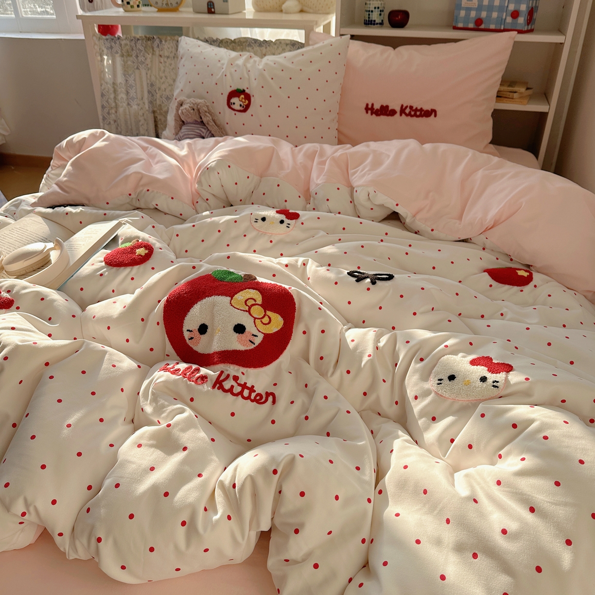 91家纺网 家纺一手货源 找家纺 玉海棠家纺 2026新款高克重超软糯可爱系毛巾绣四件套 小苹猫咪