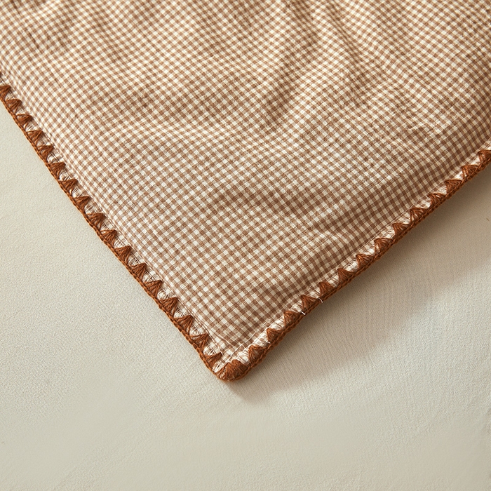 91家纺网 家纺一手货源 找家纺 锦尚坊被芯馆 2026新款100%纯棉色织绣边100%棉花夏被全棉夏凉被空调春秋被买家秀+V 小格格--咖