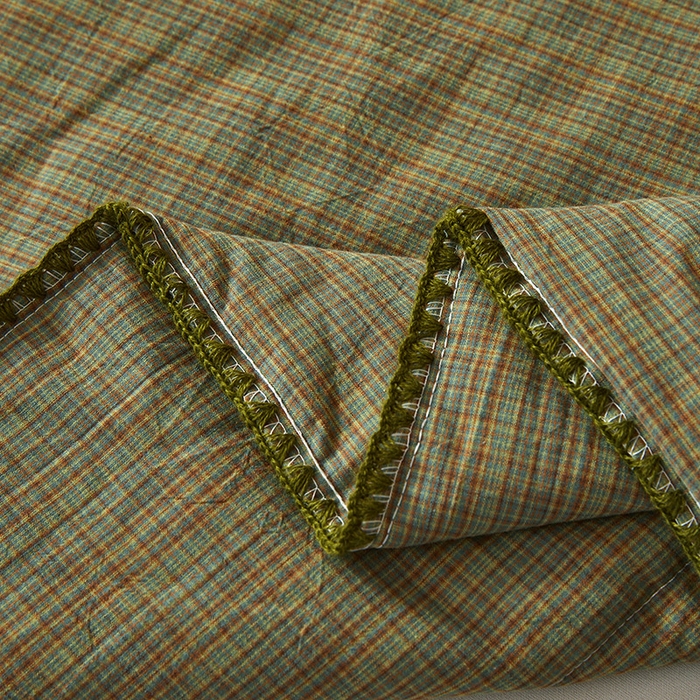 91家纺网 家纺一手货源 找家纺 锦尚坊被芯馆 2026新款100%纯棉色织绣边100%棉花夏被全棉夏凉被空调春秋被买家秀+V 繁华--绿