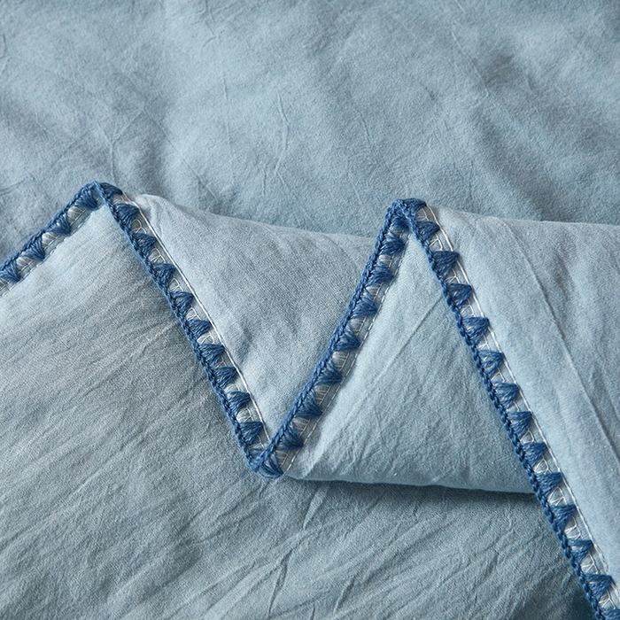 91家纺网 家纺一手货源 找家纺 锦尚坊被芯馆 2026新款100%纯棉色织绣边100%棉花夏被全棉夏凉被空调春秋被买家秀+V 纯色--湖蓝