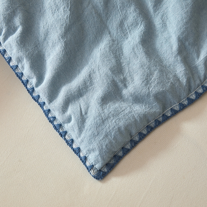 91家纺网 家纺一手货源 找家纺 锦尚坊被芯馆 2026新款100%纯棉色织绣边100%棉花夏被全棉夏凉被空调春秋被买家秀+V 纯色--湖蓝