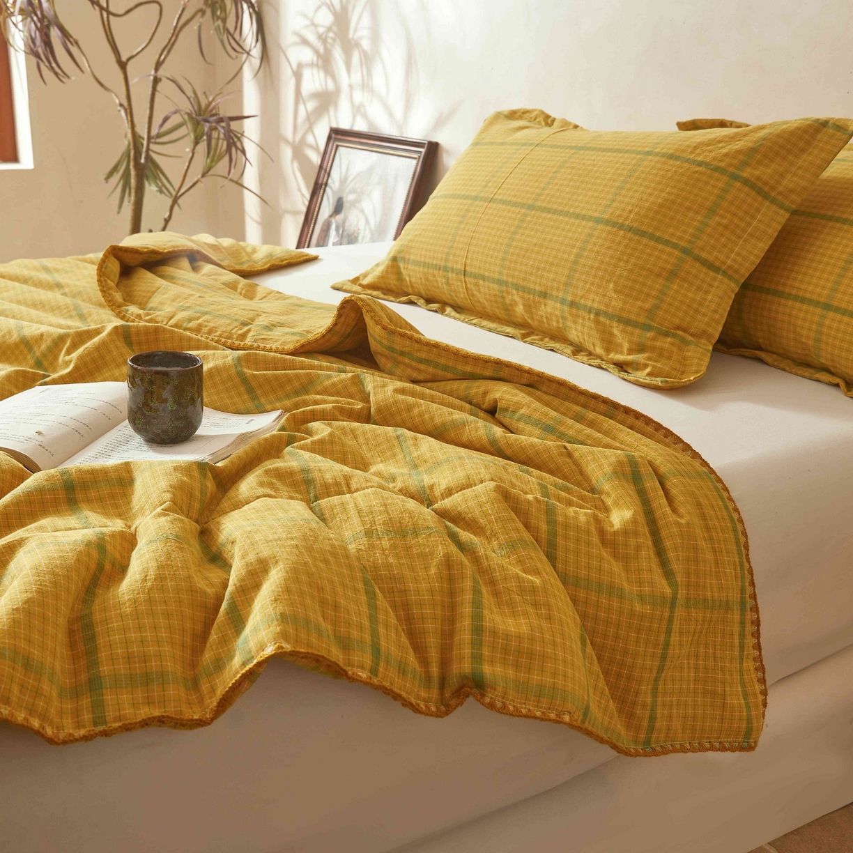 91家纺网 家纺一手货源 找家纺 锦尚坊被芯馆 2026新款100%纯棉色织绣边100%棉花夏被全棉夏凉被空调春秋被买家秀+V 品味--炫黄